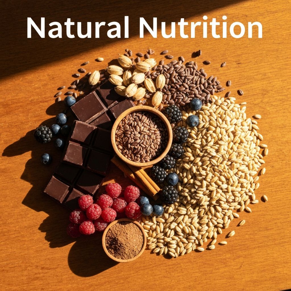 Φυσικά συστατικά και βοτανικά στοιχεία που συμβολίζουν τη διατροφή και την ενέργεια